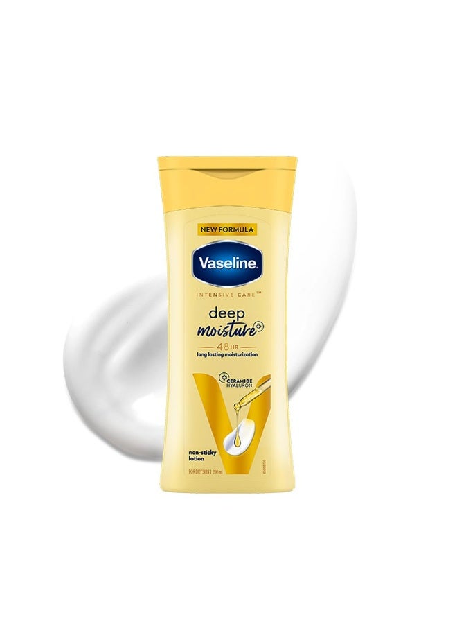 Vaseline Deep Moisture Body Lotion with Ceramide Hyaluron Moisture Fillers | 10X More Moisture for Cushion Soft Glowing Skin |Lightweight Non-Sticky Formula | 200ml - Image 1